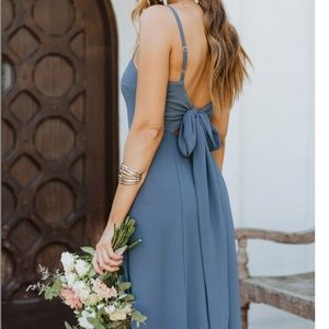 ShowMeYourMuMu Lauren Tie maxi dress in slate blue chiffon